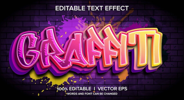 effet de texte vectoriel de graffiti avec un design de style moderne