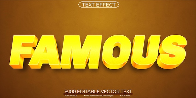 Effet de texte vectoriel de modèle modifiable et évolutif célèbre d'or brillant