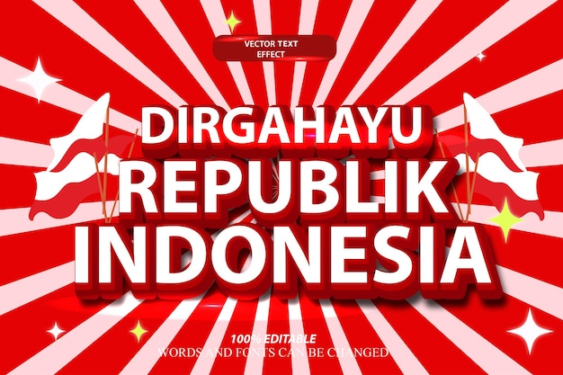 Effet de texte vectoriel modifiable 3d vectoriel adapté à la célébration de la 78e année de la journée indépendante indonésienne