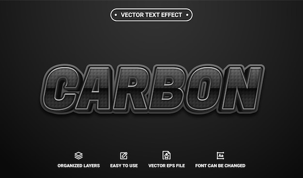 Effet de texte vectoriel modifiable en carbone 3d