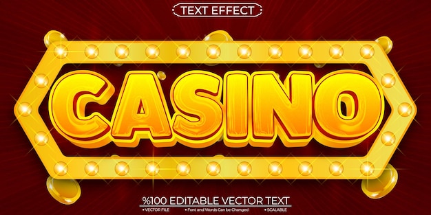 Effet De Texte Vectoriel Modifiable Et évolutif Du Casino Gold Et Red Shiny Gamble