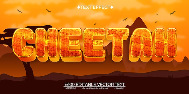 Effet de texte vectoriel modifiable guépard audacieux