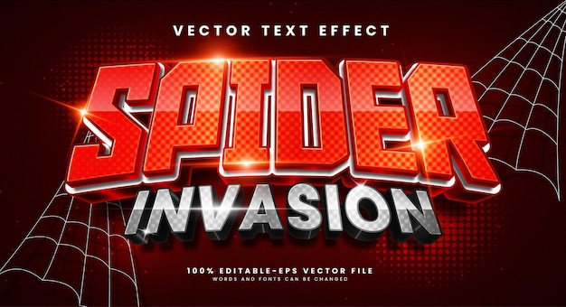 Effet de texte vectoriel modifiable d'invasion d'araignée avec concept de luxe