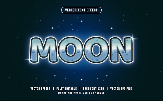 Effet de texte vectoriel modifiable de la lune