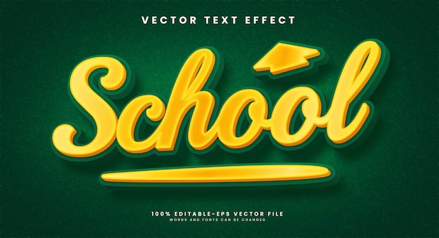 Effet de texte vectoriel modifiable scolaire 3d adapté au thème de l'éducation