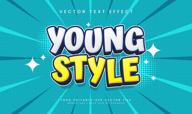 Effet de texte vectoriel modifiable de style comique jeune Concept minimaliste