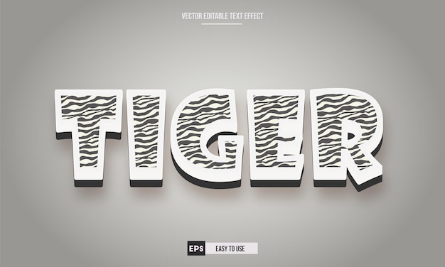 Vecteur effet de texte vectoriel modifiable tiger 3d