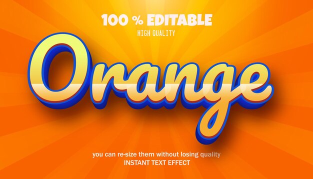 Vecteur effet de texte vectoriel orange modifiable