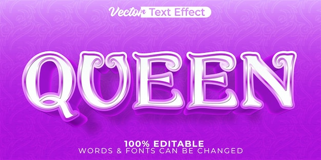 L'effet de texte vectoriel de la reine éditable Alphabet Majesté royale