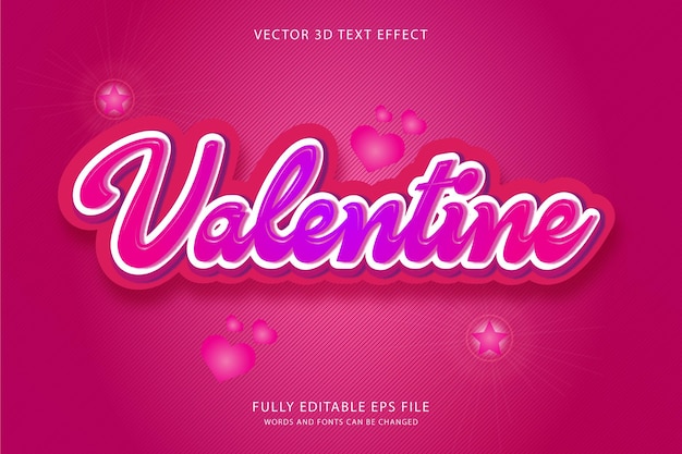 Effet De Texte Vectoriel Saint Valentin 3d Entièrement Modifiable De Haute Qualité