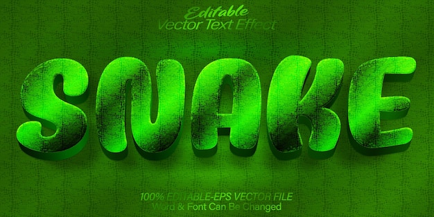 Effet de texte vectoriel de serpent éditable Alphabet vert reptile python vipère sauvage