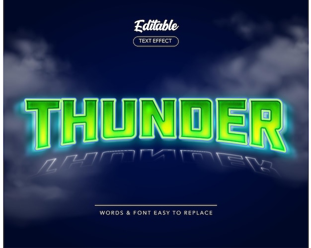 Effet De Texte Vectoriel Thunder Sky Thème Style