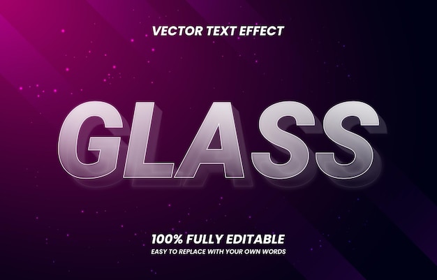 Vecteur effet de texte en verre transparent 3d