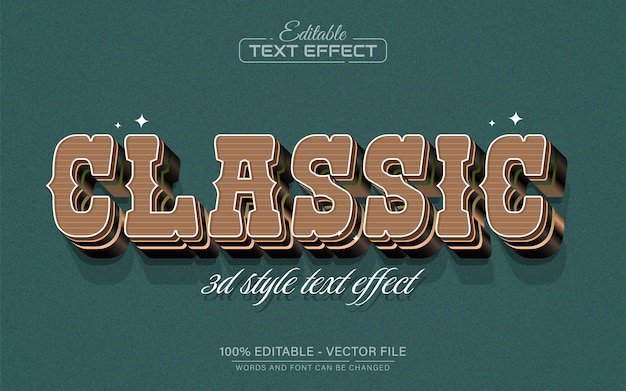 Vecteur effet de texte vintage rétro 3d classique