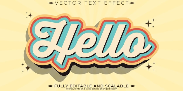 Effet de texte vintage rétro modifiable style de texte des années 70 et 80