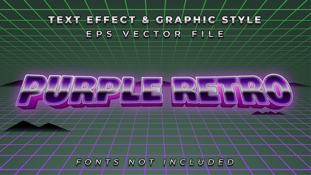 Vecteur effet de texte violet rétro