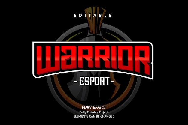 Vecteur effet de texte warrior esport