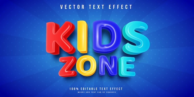 Vecteur effet de texte zone enfants