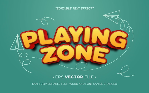 Effet de texte de zone de jeu vecteur 3D modifiable