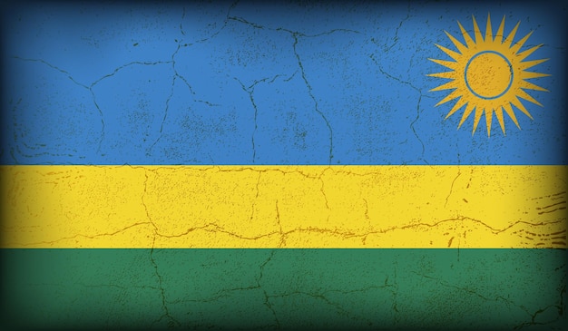 Vecteur effet de texture de fissure vintage du drapeau du rwanda