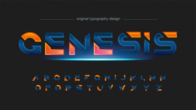 Vecteur effet de typographie abstraite bleu-orange futuriste