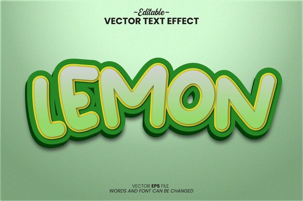 Effets de texte 3d citron texte de style vert citron