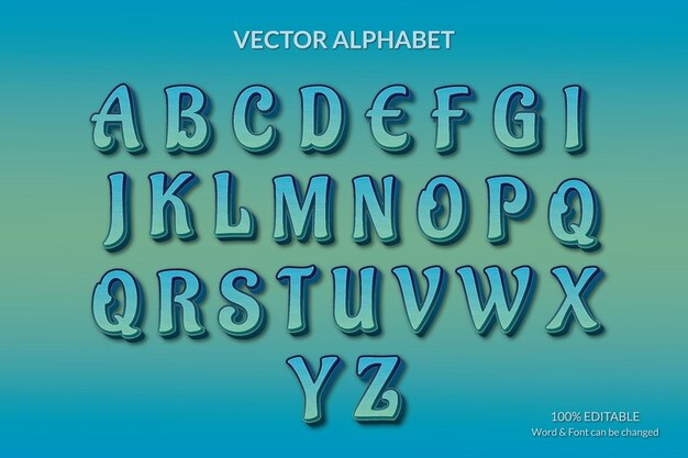 Effets de texte 3d modifiables par l'alphabet