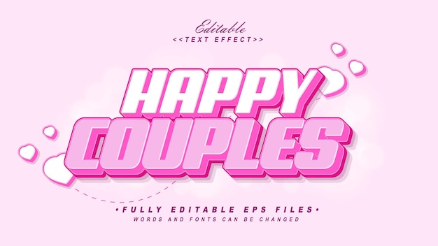 Vecteur effets de texte de couples heureux modifiables