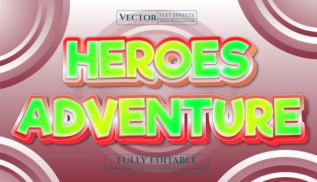 Vecteur effets de texte heroes adventure