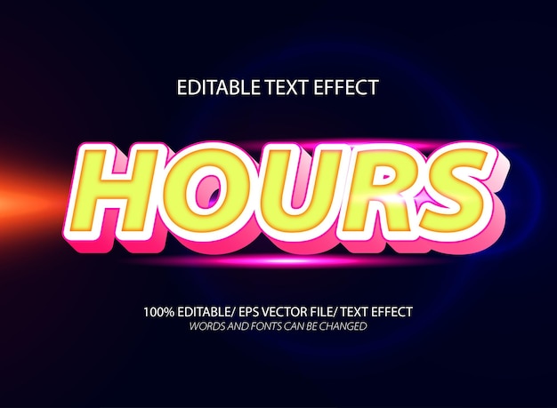 Effets de texte modifiables en 3D et style de texte modificable en heures