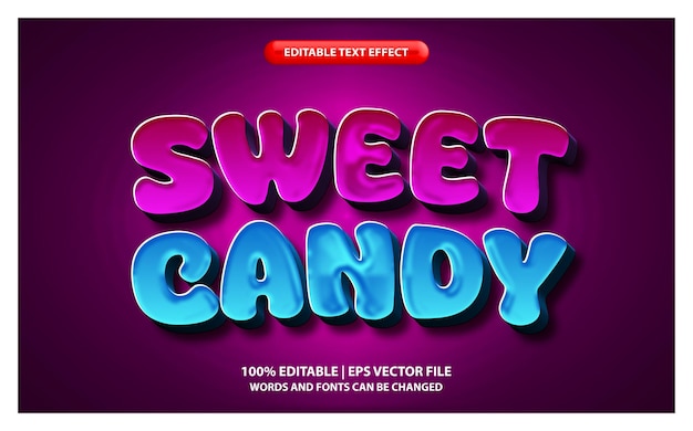 effets de texte modifiables dessin animé bonbons sucrés