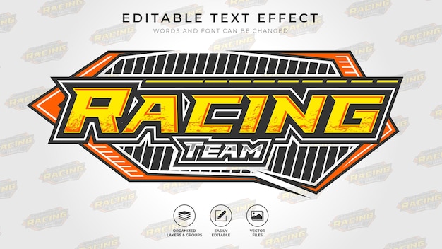 Effets de texte modifiables de l'équipe de course