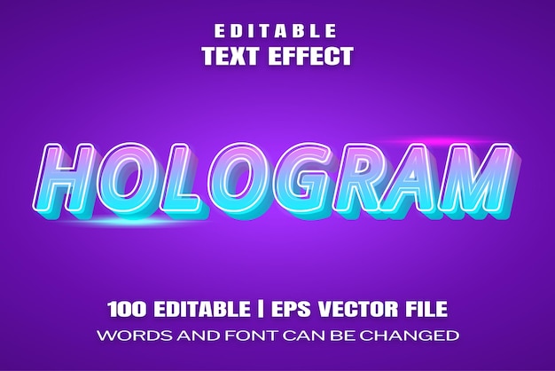 Effets de texte modifiables L'hologramme, les mots et la police peuvent être modifiés