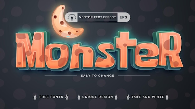 Effets De Texte Modifiables Monster 3d, Styles De Police