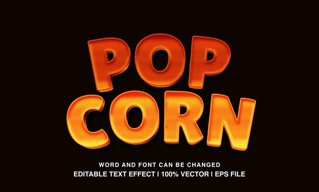 Vecteur effets de texte modifiables pop-corn