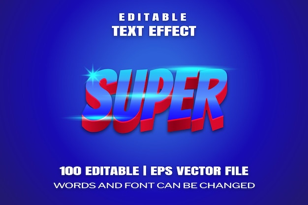 Vecteur effets de texte modifiables les super mots et la police peuvent être modifiés