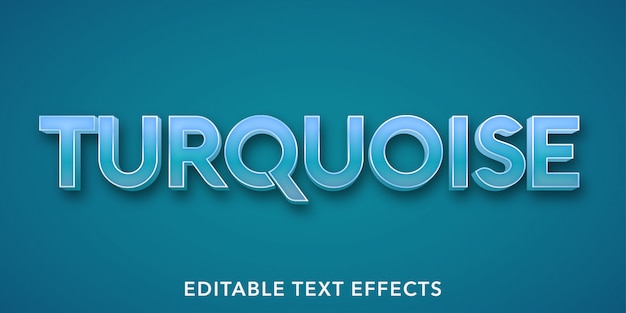 Vecteur effets de texte modifiables turquoise