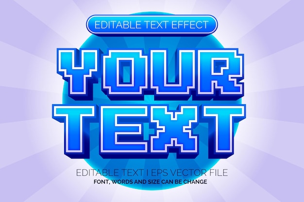 effets de texte de style pixel bleu dégradé