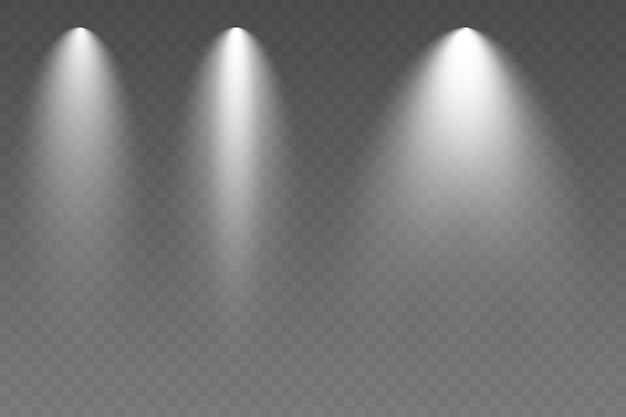 Effets transparents de collection d'éclairage de scène Projecteur isolé de vecteur