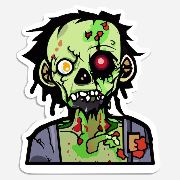 Vecteur effrayant zombie halloween dessiné à la main dessin animé autocollant icône concept illustration isolée