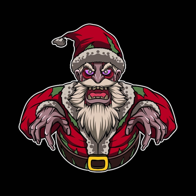 Effrayant Zombie Santa Halfbody Illustration