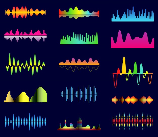 Égaliseur Musical, Ondes Analogiques Audio, Fréquence Sonore Du Studio, Forme D'onde Du Lecteur De Musique