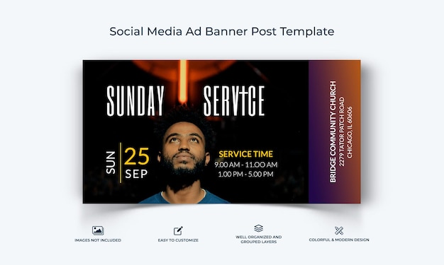 Église Discours Médias Sociaux Facebook Ad Banner Post Template Vecteur Premium