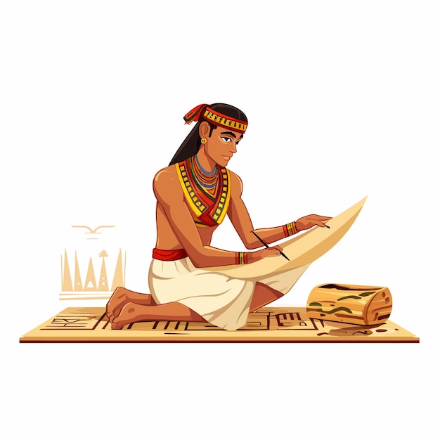 Egyptian_scribe_sitting_on_the_floor_and_writing