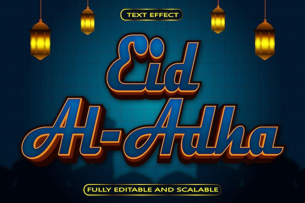 Eid Al Adha Effet De Texte Modifiable Style Moderne En Relief 3d
