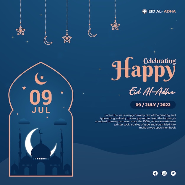 Eid Al Adha Mubarak Annonces Créatives Pour La Conception De Modèle De Carte De Voeux D'affiche De Bannière De Médias Sociaux