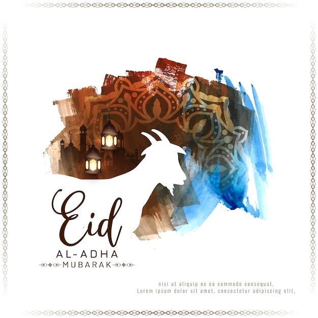 Vecteur eid al adha mubarak fond décoratif aquarelle coloré islamique