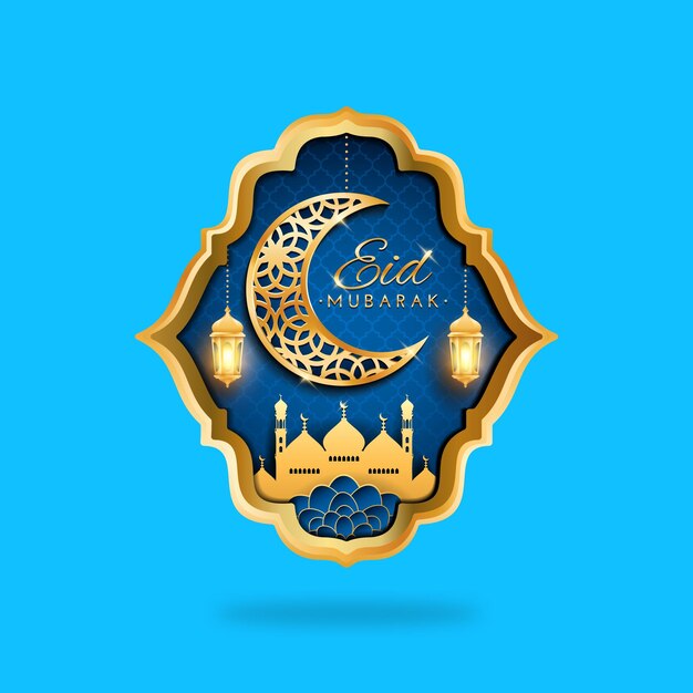 Vecteur eid al fitr créatif designs de messages sur les réseaux sociaux en or et en couleurs