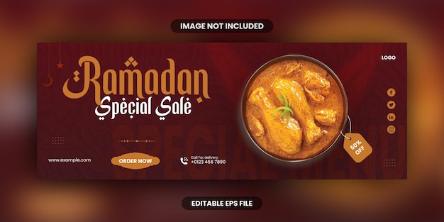 Vecteur eid alfitr festival musulman ramadan menu alimentaire méga vente bannière et conception de modèle de couverture facebook
