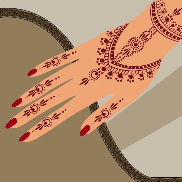 Eid Henné Mains Mehndi Illustration Vectorielle Eid Henné Conception Vecteur Henné Dessinés Main